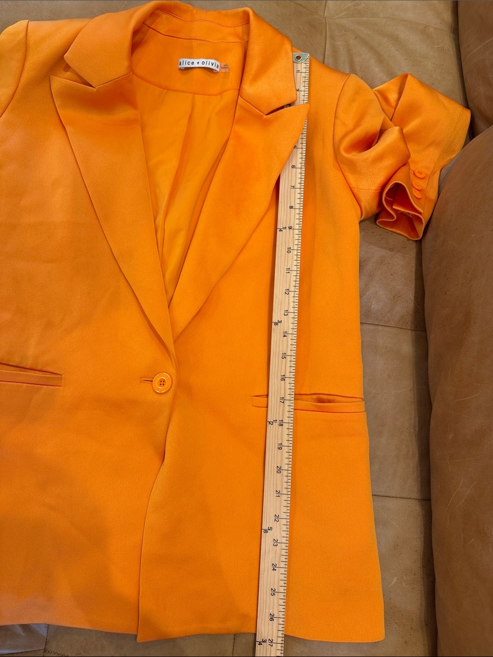Alice + Olivia Orange Single-Button Blazer | Size 2 - Picture 7 of 14